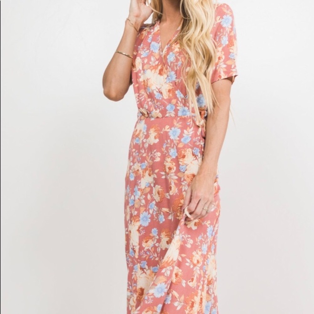 Shop Stevie floral maxi wrap dress
